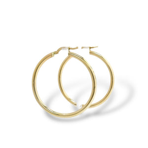 YELLOW GOLD TUBE  STYLE HOOP EARRINGS