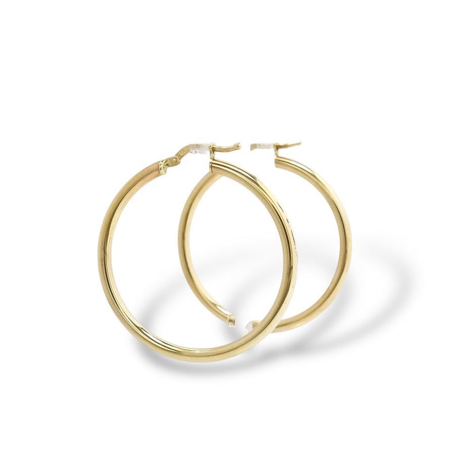 YELLOW GOLD TUBE  STYLE HOOP EARRINGS