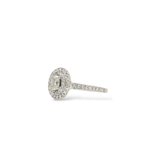 WHITE GOLD TWO ROW BEZEL NATURAL DIAMOND LADY'S RING