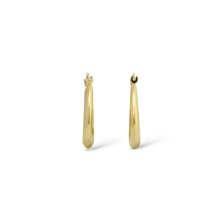 YELLOW GOLD POLISHED HOOP EARRINGS  DROP STYLE