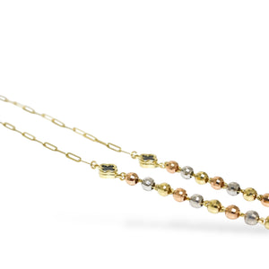 THREE TONE NECKLAVE WITH HEART PENDANT