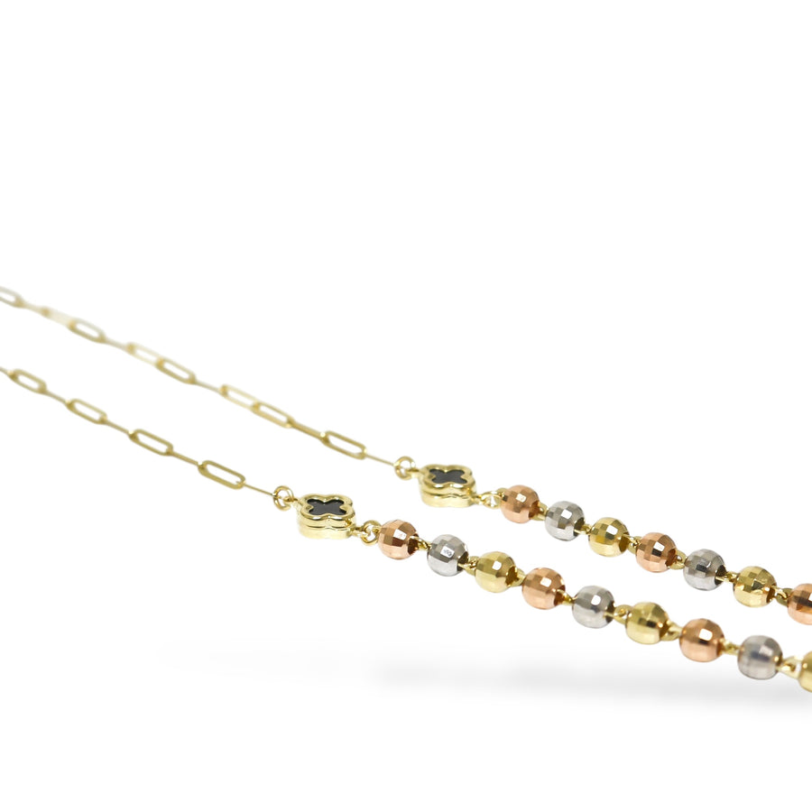 THREE TONE NECKLAVE WITH HEART PENDANT