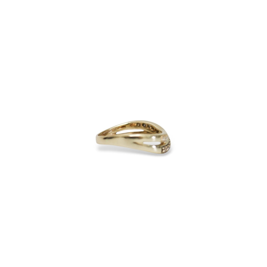YELLOW GOLD LADY'S RING BAND WITH NATURAL DIAMONDS