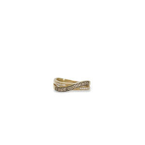 YELLOW GOLD LADY'S RING BAND WITH NATURAL DIAMONDS