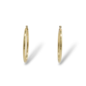 YELLOW GOLD TUBE  STYLE HOOP EARRINGS