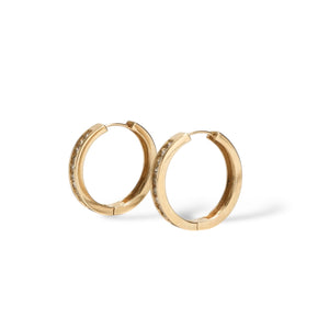 YELLOW GOLD HOOP EARRINGS WITH ROUND NATURAL DIAMONDS