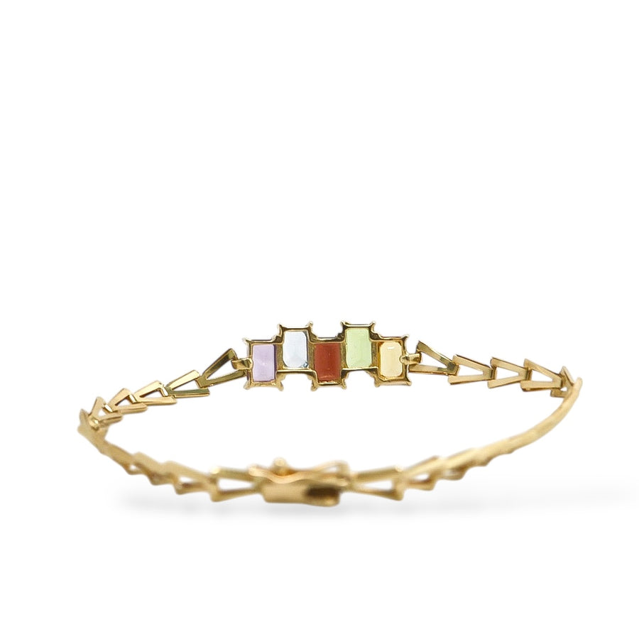YELLOW GOLD NATURAL GEMSTONES BRACELET