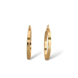 YELLOW GOLD HOOP EARRINGS WITH SIMULATED SCREWS