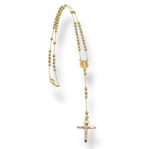 THREE TONE ROSARY NECKLACE