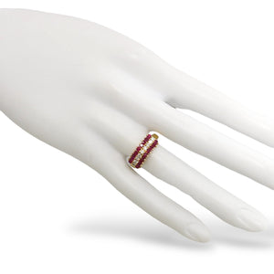 YELLOW GOLD LADY'S RING WITH RUBY AND NATURAL DIAMONDS