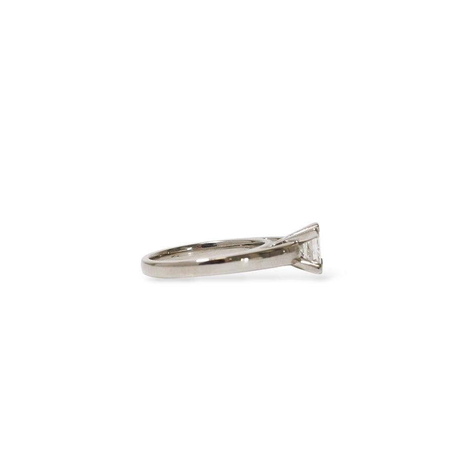 WHITE GOLD AND PLATINUM PRINCESS CUT NATURAL DIAMOND SOLITAIRE RING