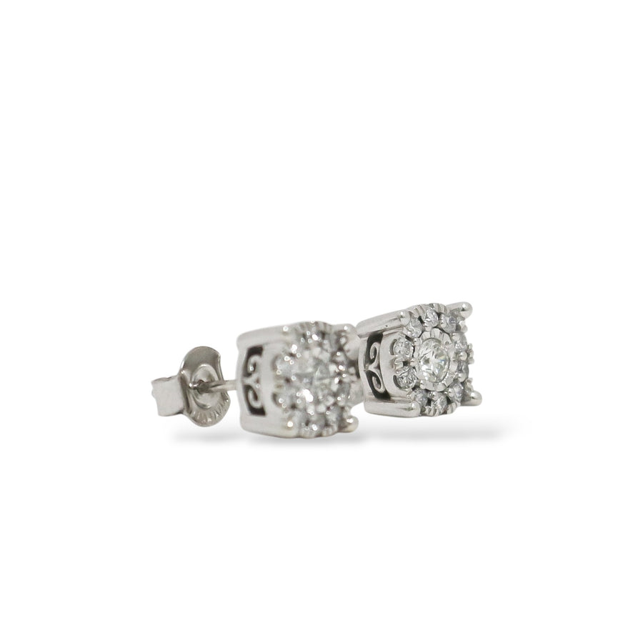 WHITE GOLD NATURAL DIAMONDS STUD EARRINGS