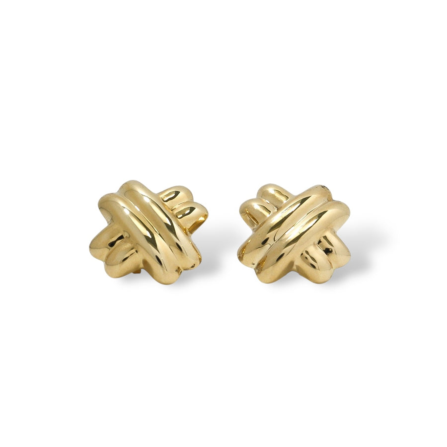 YELLOW GOLD CRISS CROSS EARRINGS