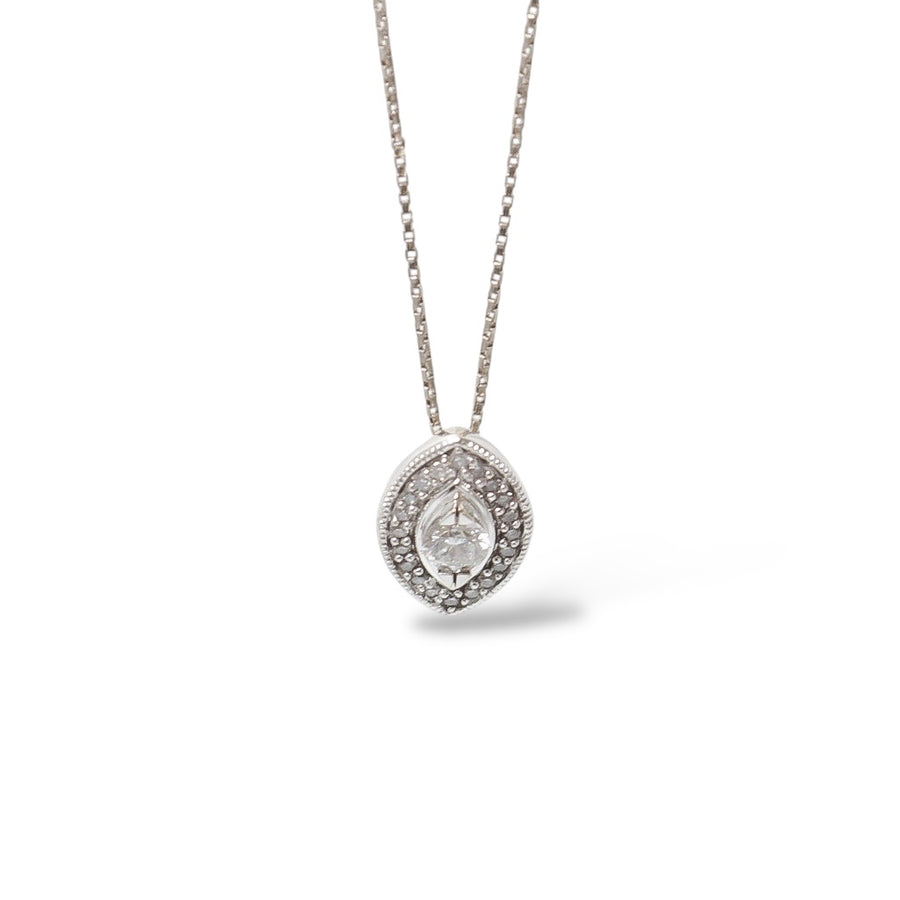 WHITE GOLD NATURAL DIAMONDS PENDANT WITH CHAIN