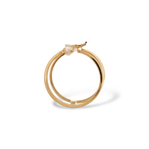 YELLOW GOLD HOOP EARRINGS WITH SIMULATED SCREWS