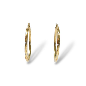 YELLOW GOLD HOOP EARRINGS  WITH DIAMOND CUT FINISHED