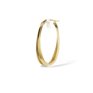 YELLOW GOLD TWO ROWS TWISTED HOOP EARRINGS