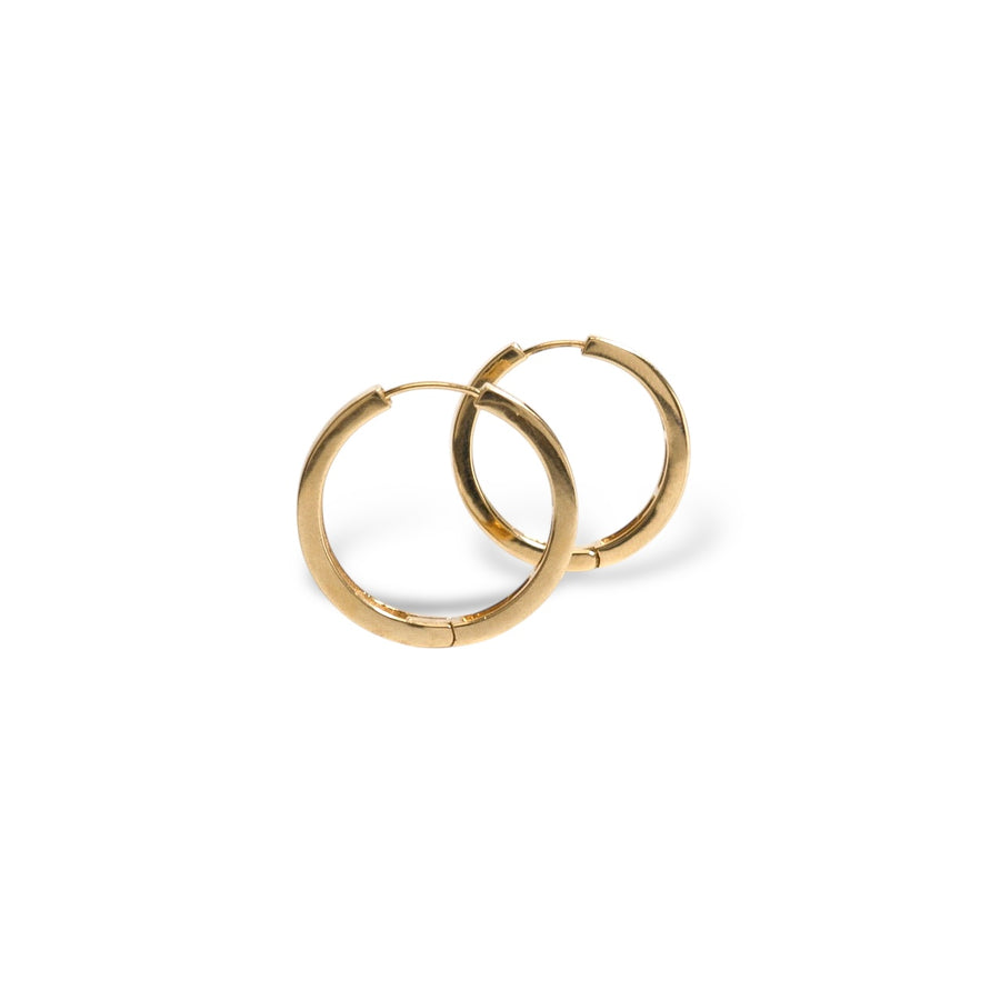 YELLOW GOLD HOOP EARRINGS WITH ROUND NATURAL DIAMONDS