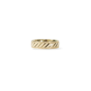 YELLOW GOLD DIAGONAL CUT WEDDING BAND
