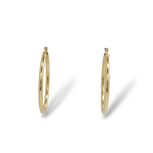 YELLOW GOLD TUBE  STYLE HOOP EARRINGS