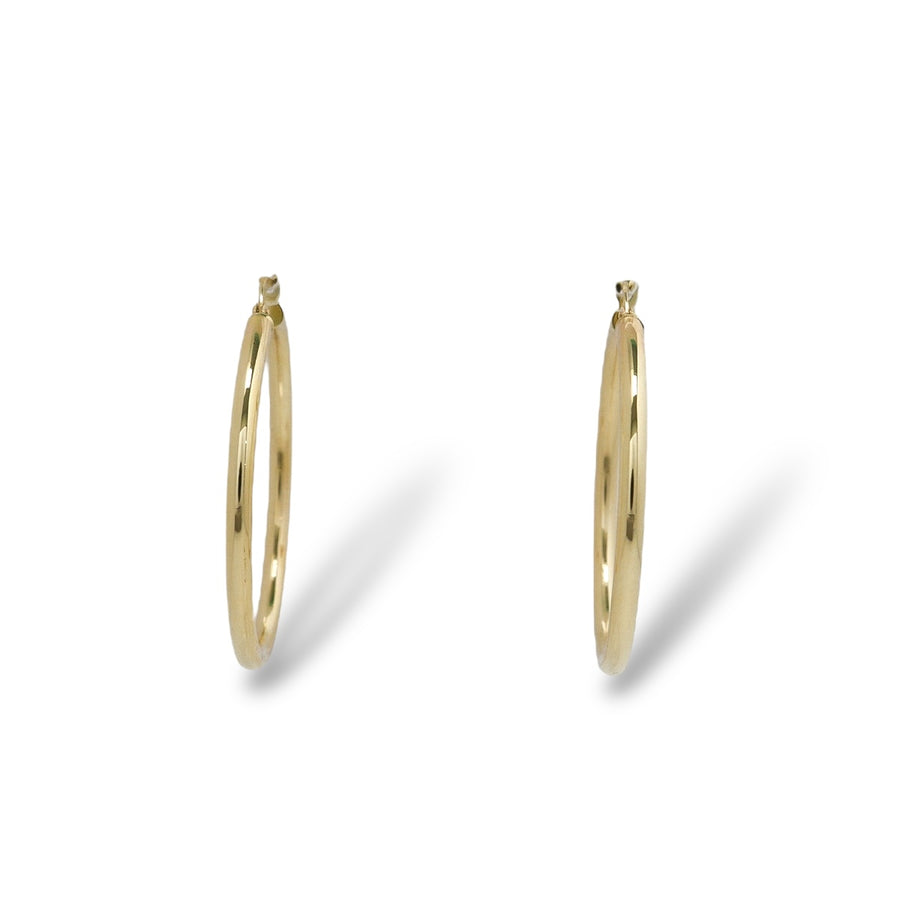 YELLOW GOLD TUBE  STYLE HOOP EARRINGS