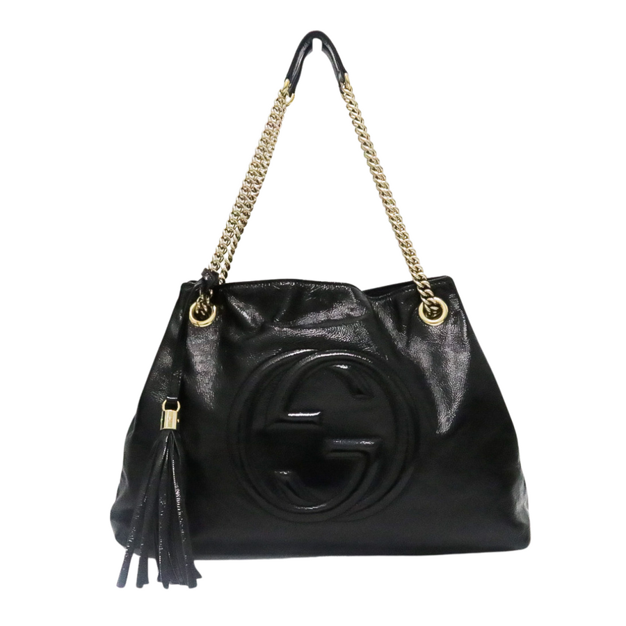 GUCCI SOHO HOBO PATENT LEATHER TOTE