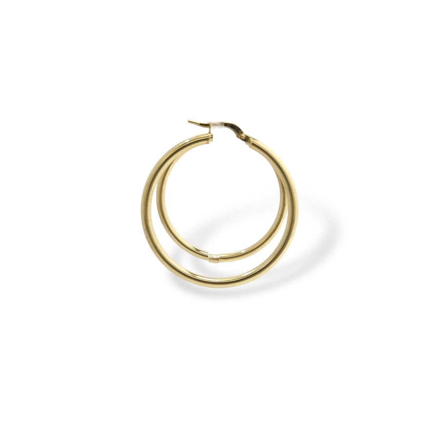YELLOW GOLD TUBE  STYLE HOOP EARRINGS