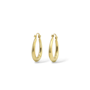 YELLOW GOLD POLISHED HOOP EARRINGS  DROP STYLE