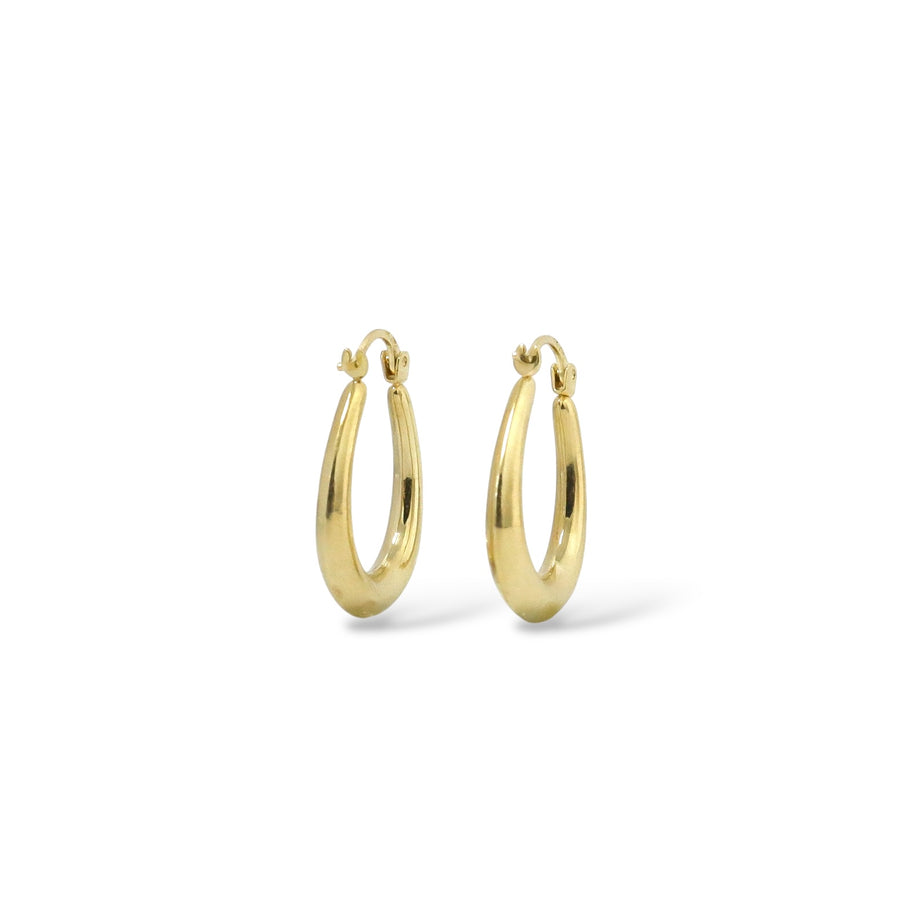 YELLOW GOLD POLISHED HOOP EARRINGS  DROP STYLE