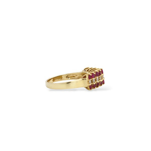 YELLOW GOLD LADY'S RING WITH RUBY AND NATURAL DIAMONDS
