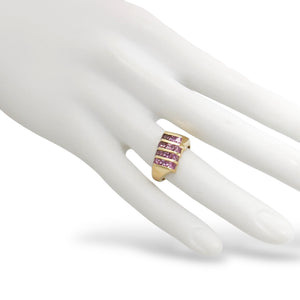 YELLOW GOLD LADY'S RING WITH SQUARE CUT PINK SAPPHIRES