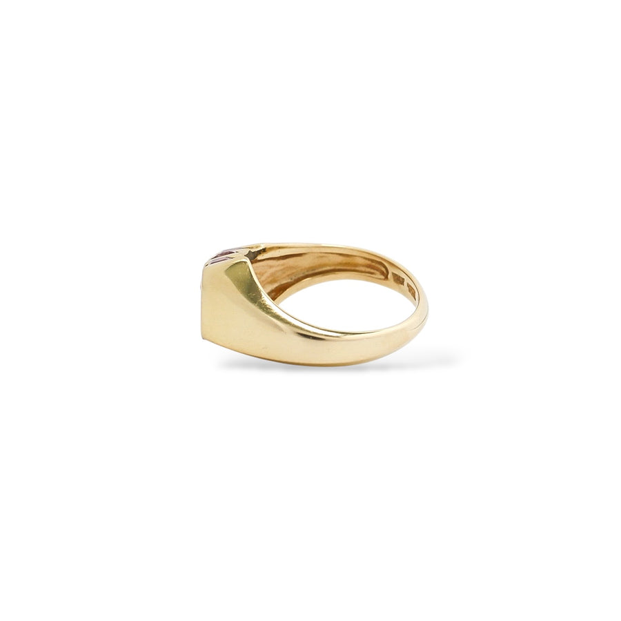 YELLOW GOLD LADY'S RING WITH SQUARE CUT PINK SAPPHIRES