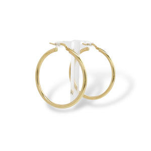 YELLOW GOLD TUBE  STYLE HOOP EARRINGS