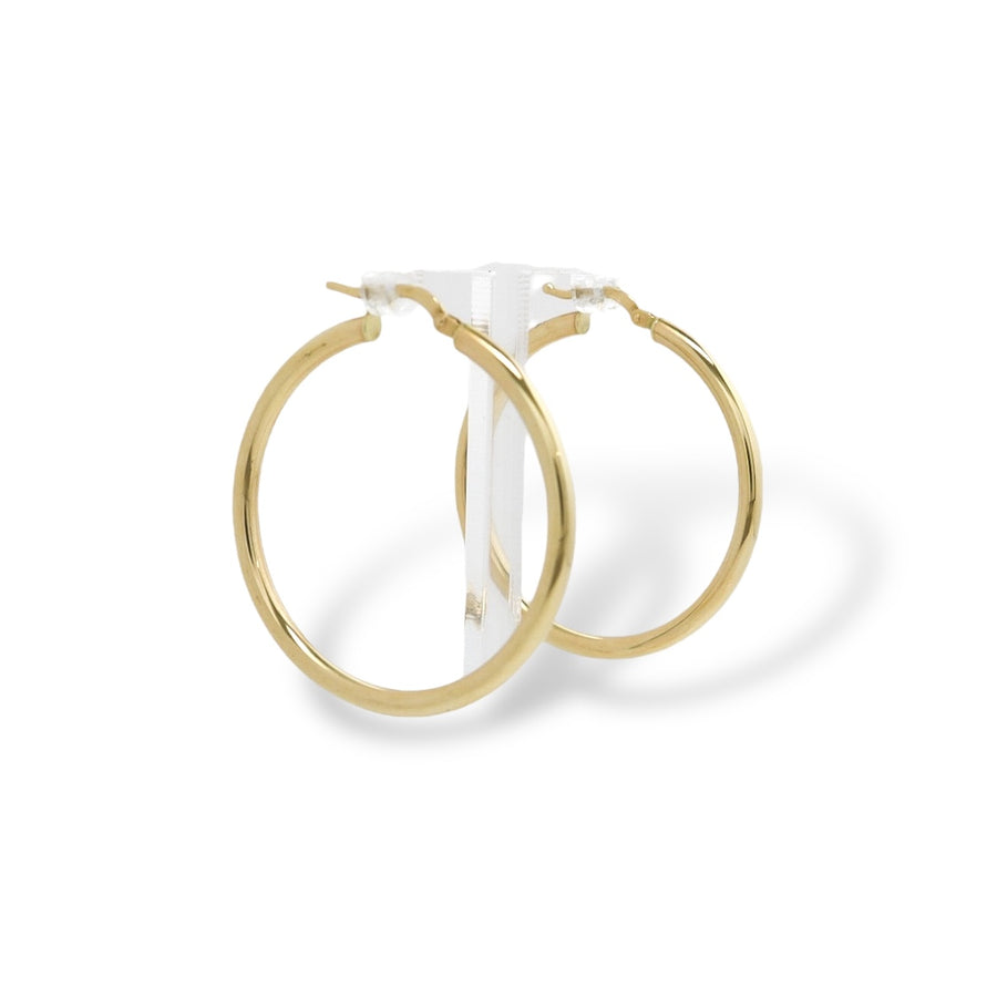 YELLOW GOLD TUBE  STYLE HOOP EARRINGS