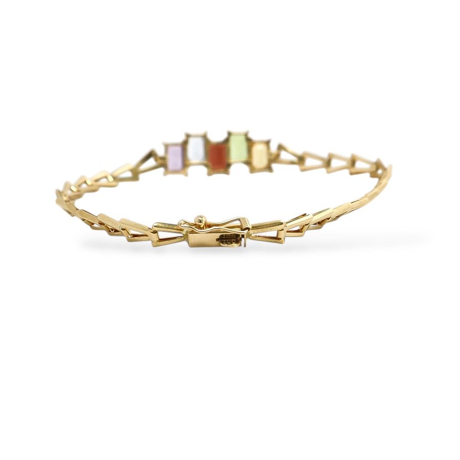 YELLOW GOLD NATURAL GEMSTONES BRACELET