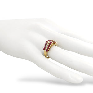YELLOW GOLD LADY'S RING WITH RUBY AND NATURAL DIAMONDS
