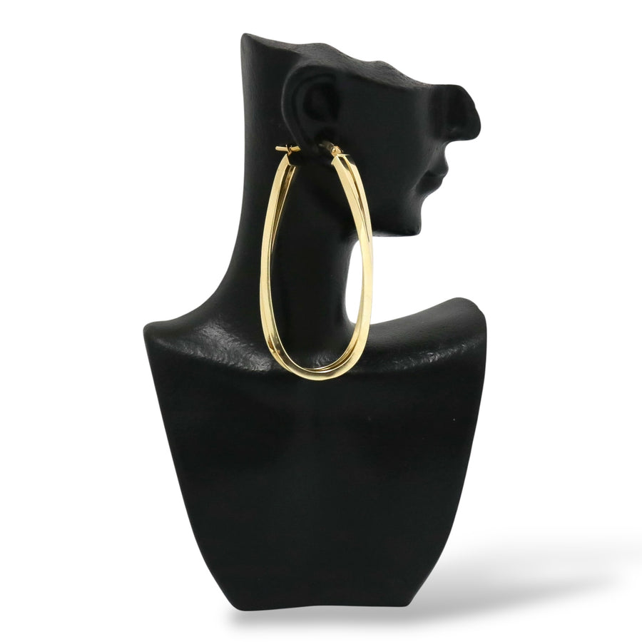 YELLOW GOLD TWO ROWS TWISTED HOOP EARRINGS