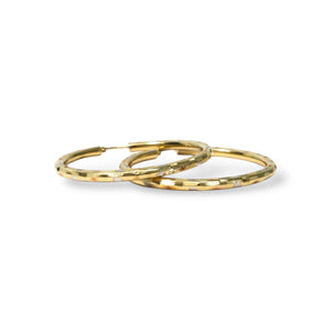 YELLOW GOLD HOOP EARRINGS  WITH DIAMOND CUT FINISHED