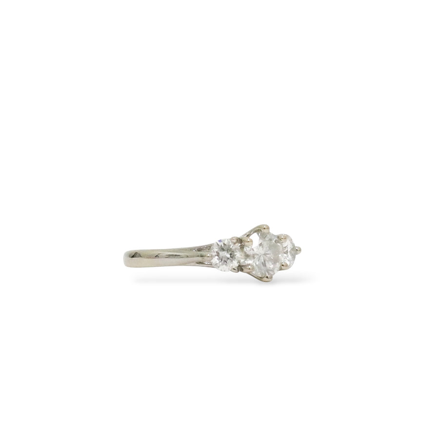 WHITE GOLD PAST PRESENT FUTURE LADY'S RING WITH NATURAL DIAMONDS