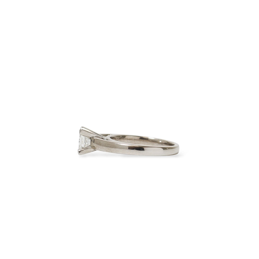 WHITE GOLD AND PLATINUM PRINCESS CUT NATURAL DIAMOND SOLITAIRE RING
