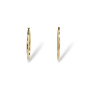 YELLOW GOLD TUBE  STYLE HOOP EARRINGS