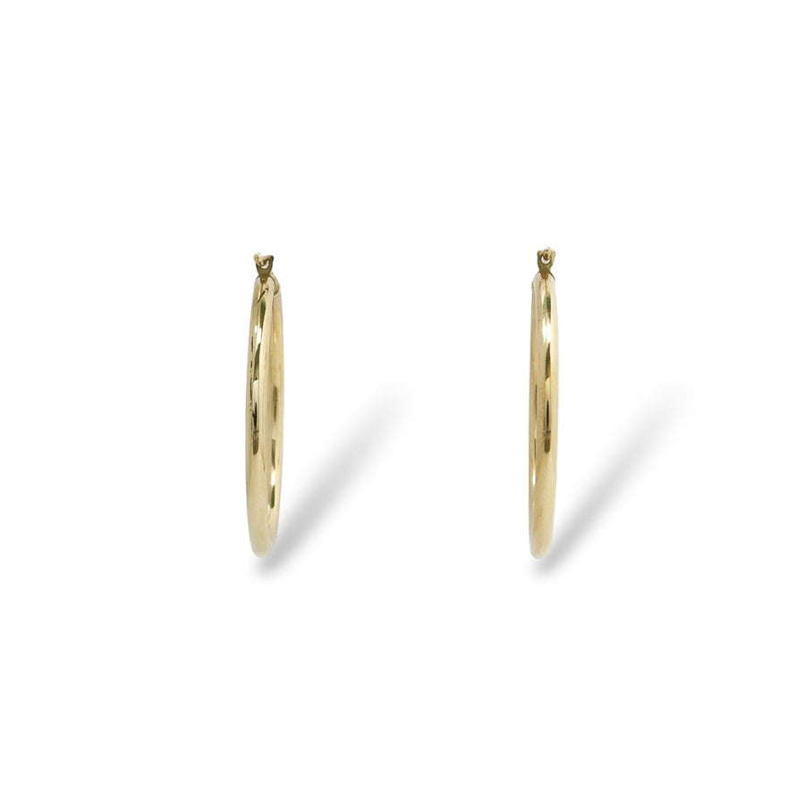 YELLOW GOLD TUBE  STYLE HOOP EARRINGS