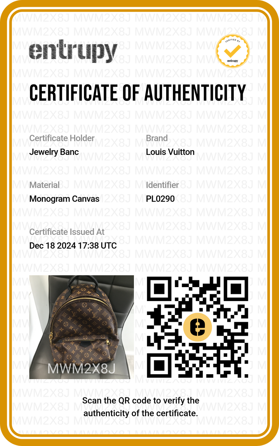PREOWNED LOUIS VUITTON PALM SPRINGS MM