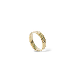YELLOW GOLD DIAGONAL CUT WEDDING BAND