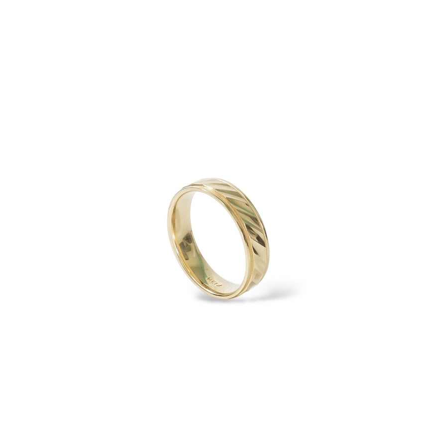 YELLOW GOLD DIAGONAL CUT WEDDING BAND