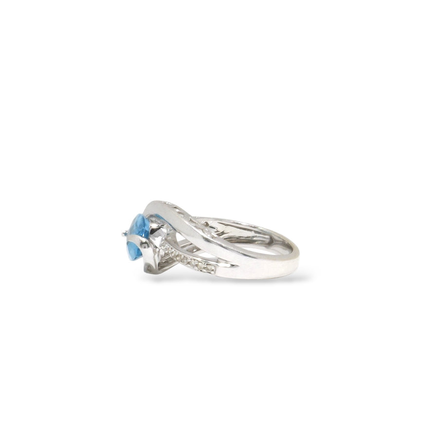 WHITE GOLD SWISS BLUE TOPAZ RING