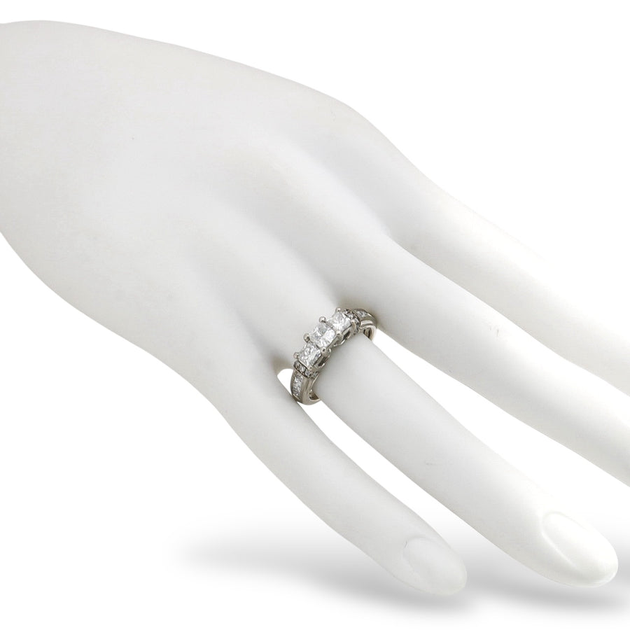 WHITE GOLD PRINCESS CUT PAST,PRESENT,AND FUTURE RING