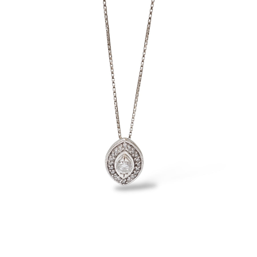 WHITE GOLD NATURAL DIAMONDS PENDANT WITH CHAIN
