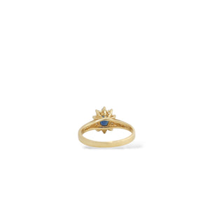 YELLOW GOLD LADY'S RING WITH SAPPHIRE STONE AND NATURAL DIAMONDS