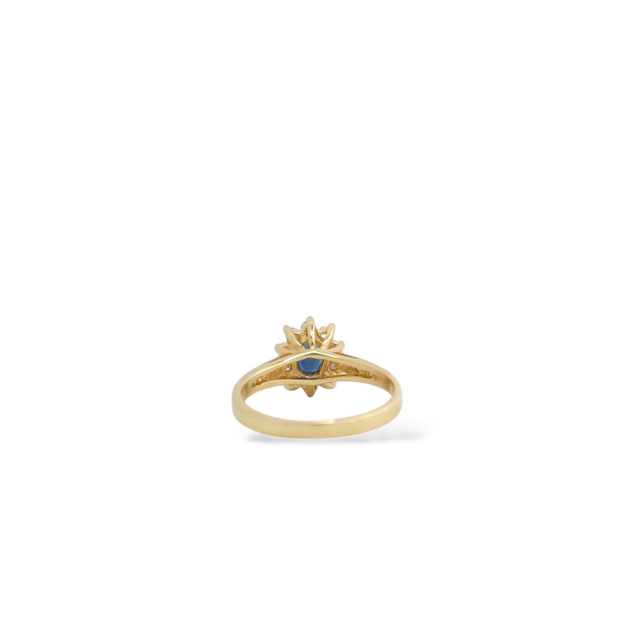 YELLOW GOLD LADY'S RING WITH SAPPHIRE STONE AND NATURAL DIAMONDS